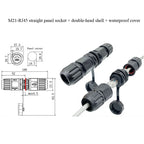 Waterproof M21 RJ45 Ethernet Connector 8P8C Network Socket Through Wall Panel Mount IP67 Straight Through Male Female Plug Cat5