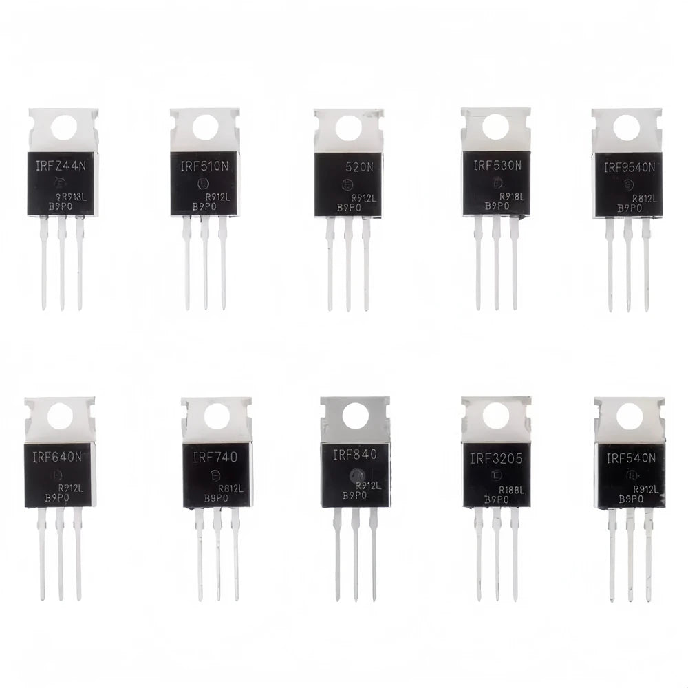 50PCS TO-220 Series MOSFETs IRFZ44N IRF510N IRF540N IRF640 IRF840 IRF740 IRF3205 IRF9540 IRF520N IRF530N Durable Electronic Comp
