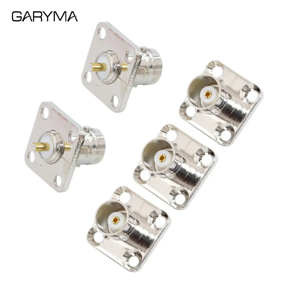 5Pcs Q9 BNC Female Jack 4-holes Flange Solder Panel Mount RF Adapter Coaxial BNC Female Jack Brass