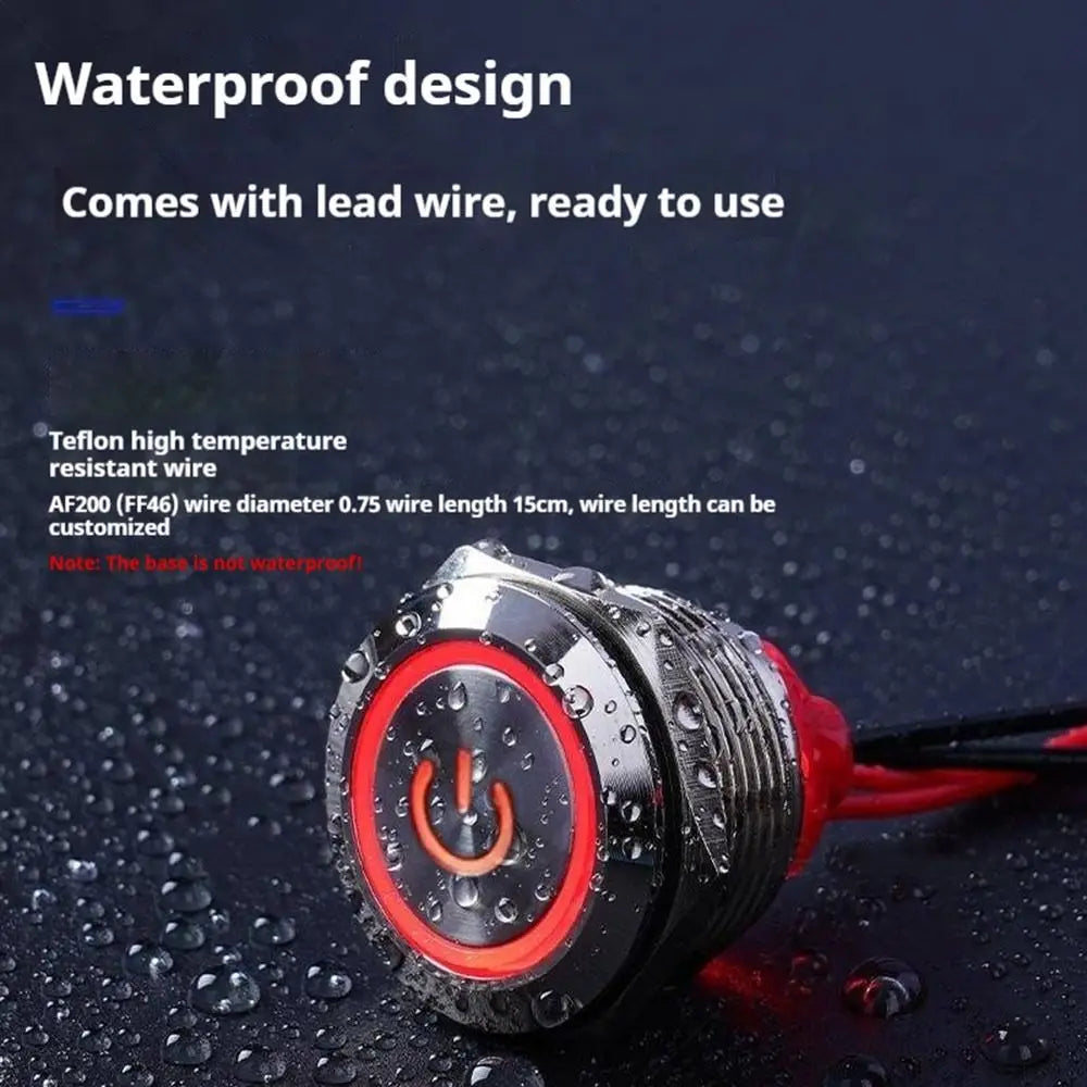 New 16/19/22mm Push Button Switch Metal Latching Action Panel Mount Switch Pre-Wired Illuminated Ring Short Body