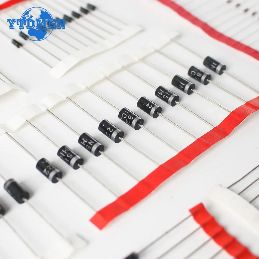 100-200pcs Rectifier Schottky Diode Kit 1N4007 1N4148 1N5408 1N5819 1N5822 1N4001 1N4004 1N5404 FR107 FR207 Fast Switching Diode