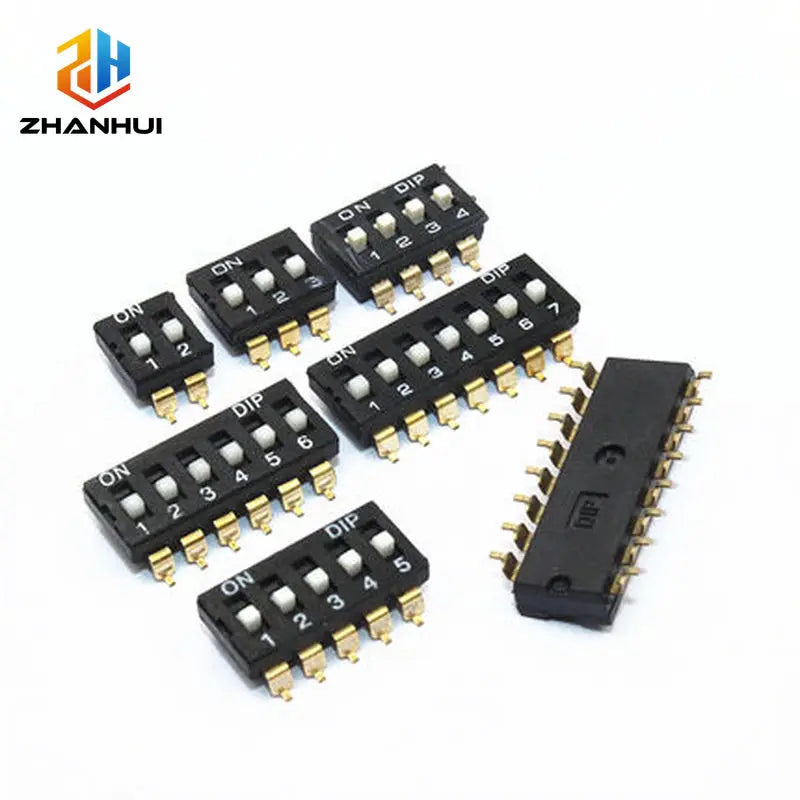 5Pcs/Lot 2.54mm SMD DIP Switch KM‑01 KM Series Gold Plated Pin 2/3/4/5/6/8/10Pin Patch Switch PCB Board Adjustable Toggle Switch