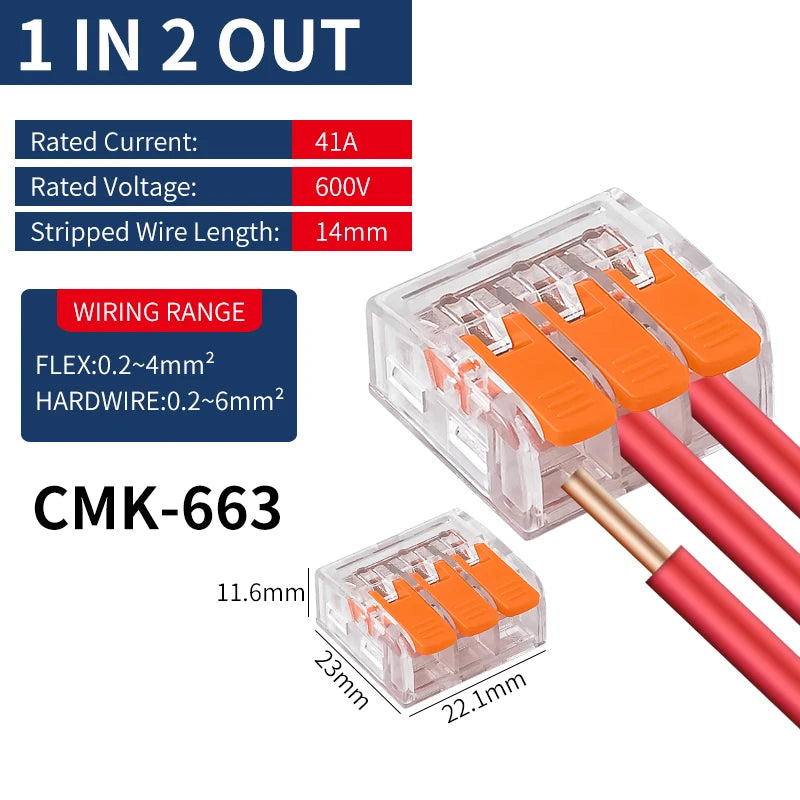 Mini Quick Lever Wire Connector Electrical Splicing Household 2/3/5 Ports Home Lighting Universal Terminal Blocks Led 0.2-6mm²
