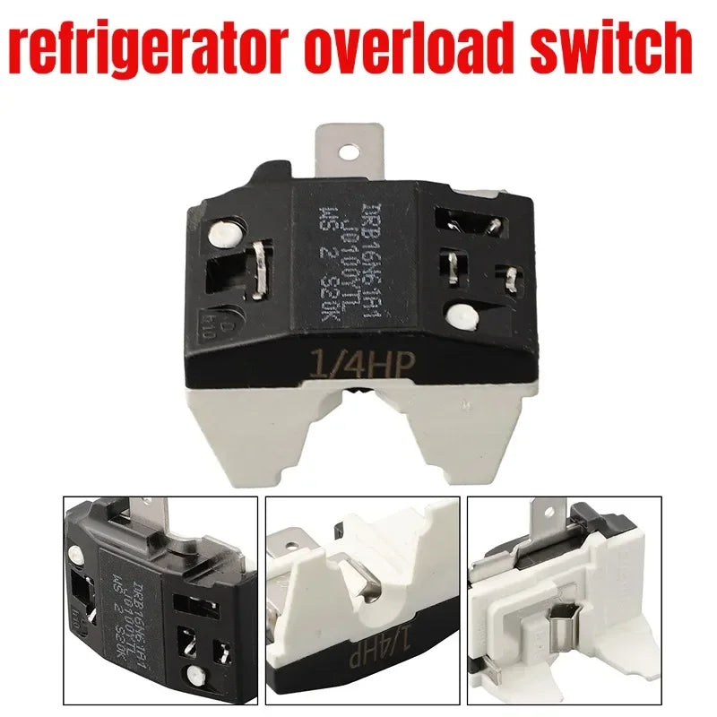 1pc 110v 220V Refrigerator Overload Switch Freezer Replacement Parts Relay 1/2-1/6HP Overheat Protector Compressor Accessories