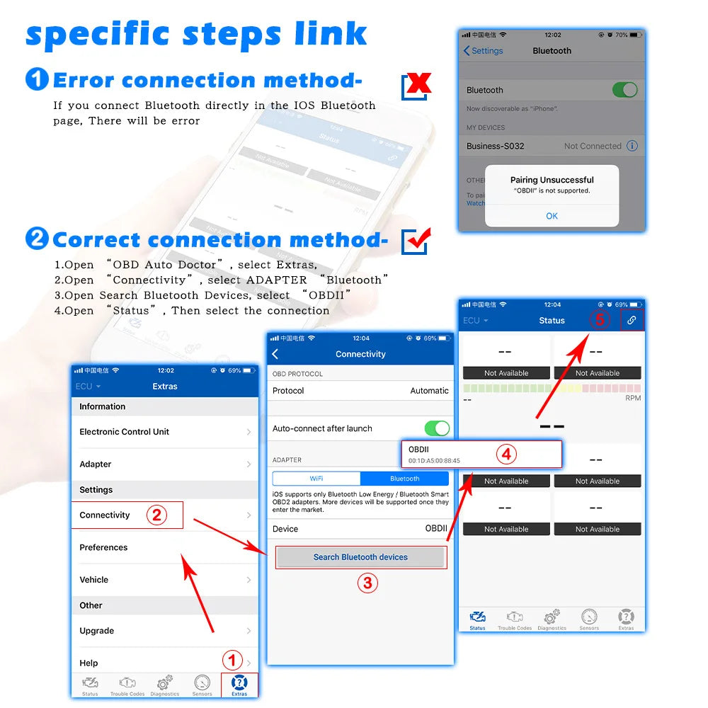 ELM327 Bluetooth 4.0 Car OBD2 Scanner ELM 327 BT For Android & IOS & Windows 9 Protocol OBD Code Reader OBDⅡ Car Diagnostic Tool
