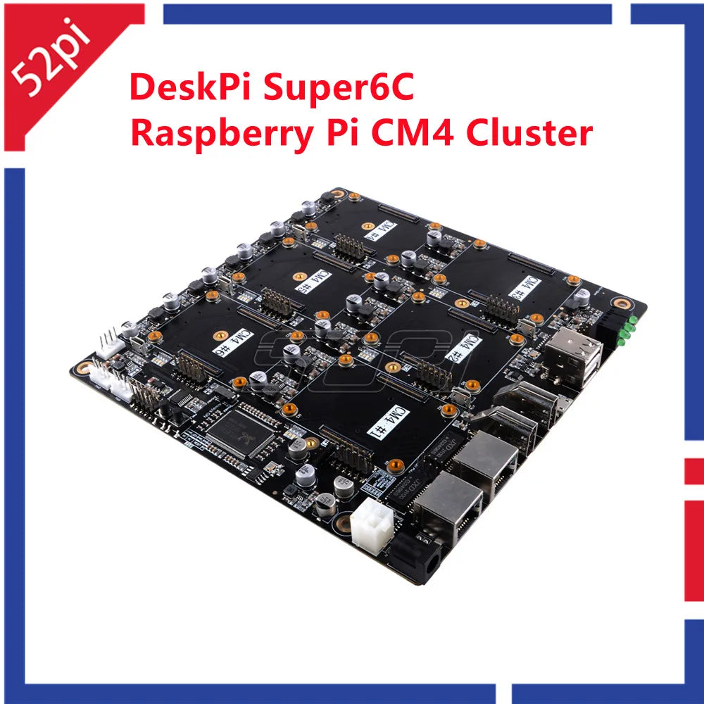 52Pi New DeskPi Super6C Raspberry Pi CM4 Cluster Carrier Mini-ITX Board 6 RPI Compatible CM4 Supported