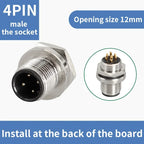 M12 male and female socket  4 5  8  pins weld IP67/68 Install front/rear panel waterproof circular connectors