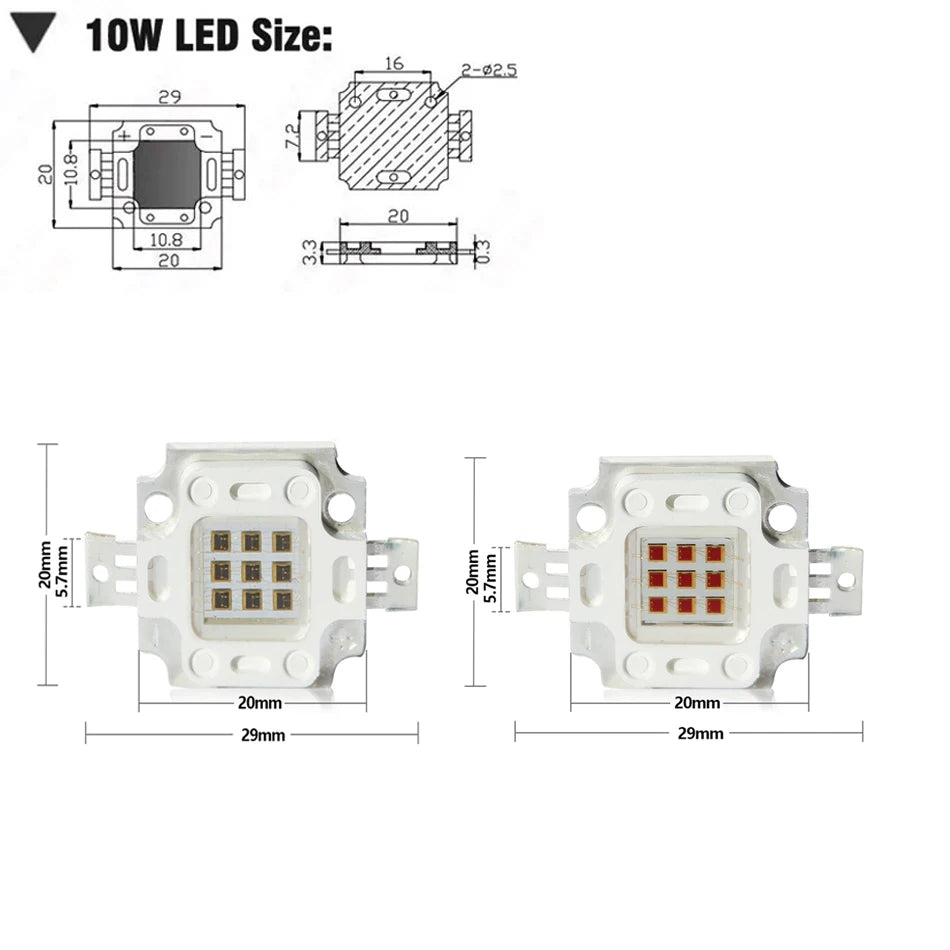 High Power IR Infrared COB LED Chip 10W 900mA 730nm 850nm 940nm Integrated LED Beads For Detect Sensor Flashlight 1Pcs /5Pcs