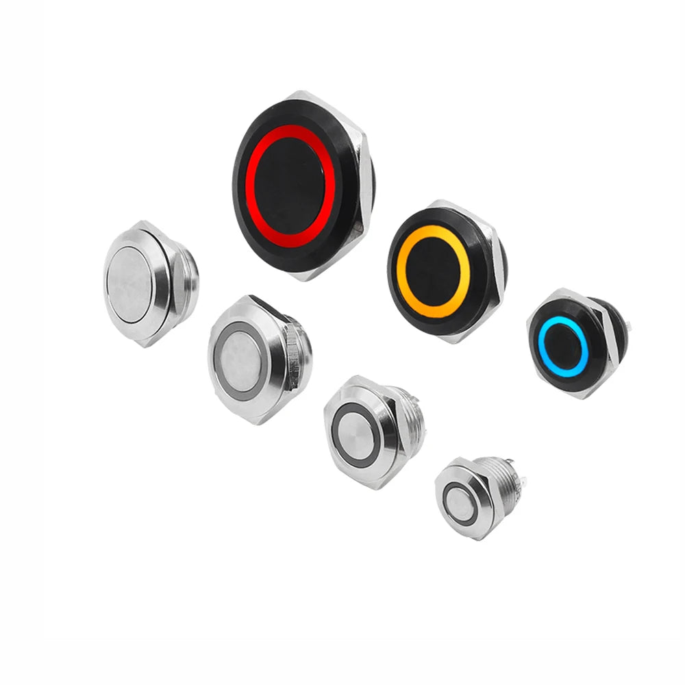 Mini Push Button Switch 12/16/19/22/25/30mm Electric Waterproof Power 12v Led Light Momentary Short Pressure Latching Fix On Off