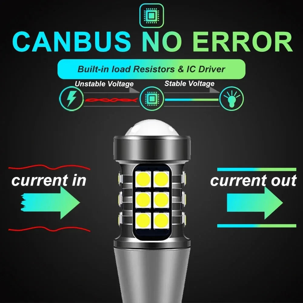 2Pcs T15 LED Bulb W16W LED Lamp Canbus No Error 3030 27SMD 912 921 Lights 12V Car Backup Reverse Light 1500LM 6000K Red Amber