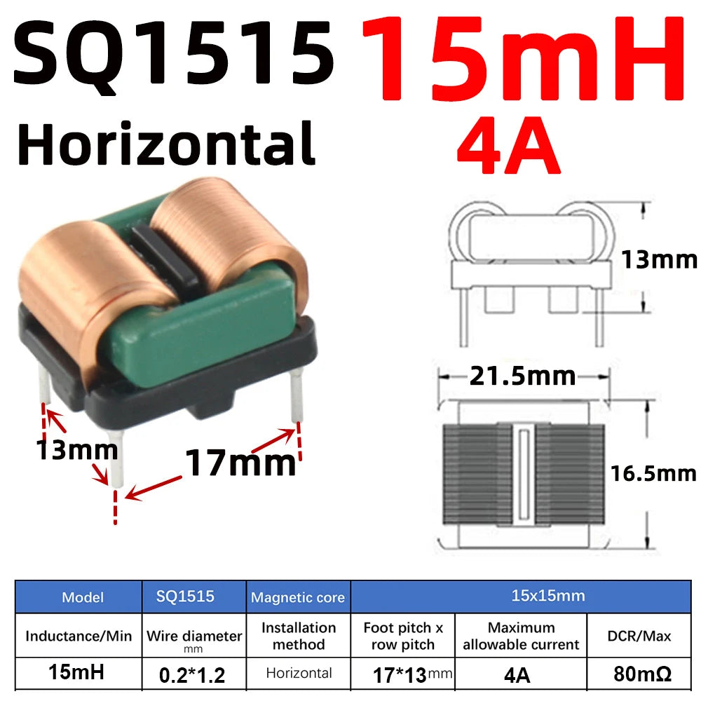 2pcs Flat Copper Wire EMI Filter Inductor Common Mode Square Ferrite Core Magnetic Coil 5mH 10mH 15mH 20mH 25mH 28mH SQ2418
