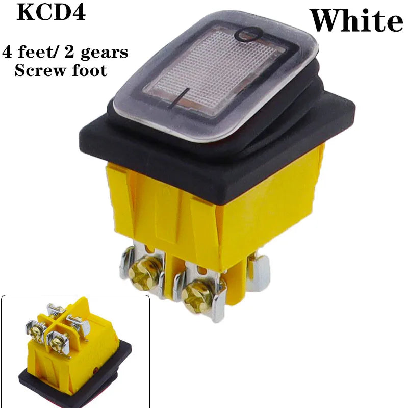 KCD4 on off 30A/250V Heavy Duty 4 pin DPST IP67 Sealed Waterproof T85 Auto Boat Marine Toggle Rocker Switch with LED 12V 220V 30