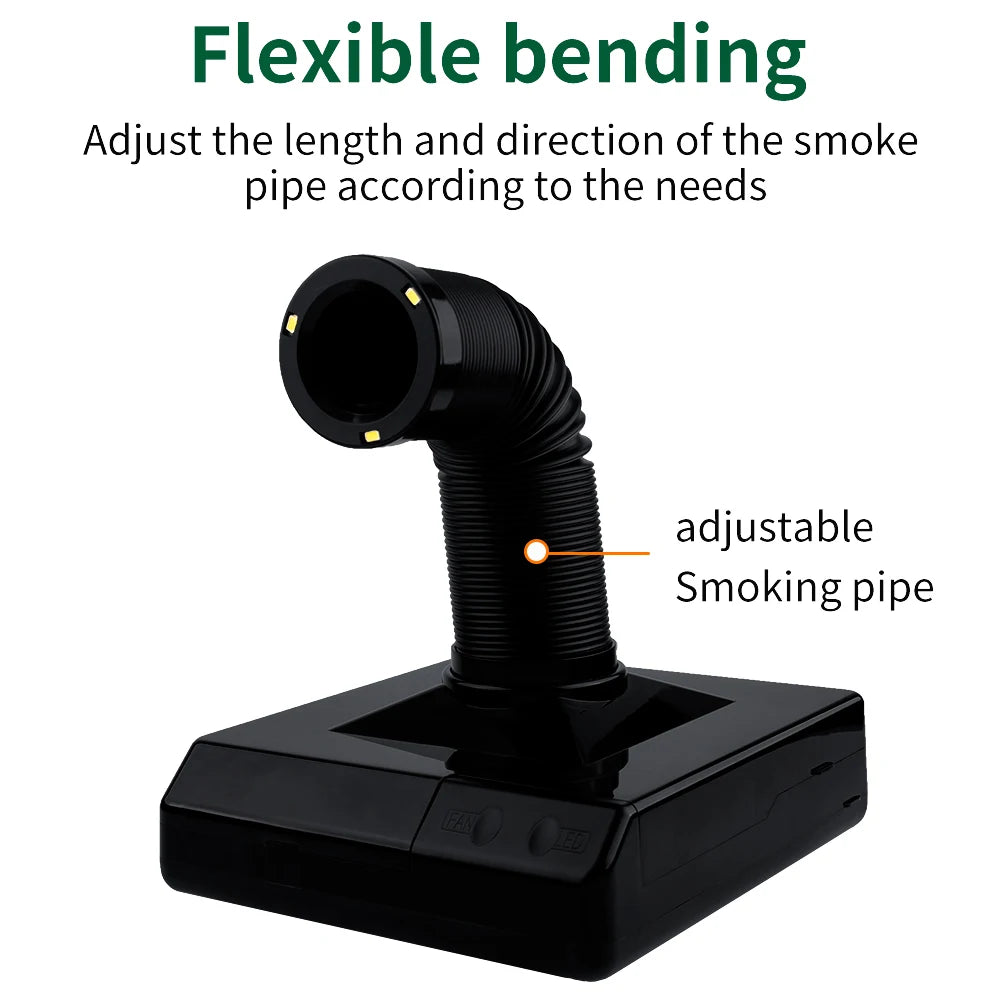 LUXIANZI 220V Tabletop Solder Iron Smoke Absorber With LED Light ESD Fume Extractor Filter Screen Smoking Instrument