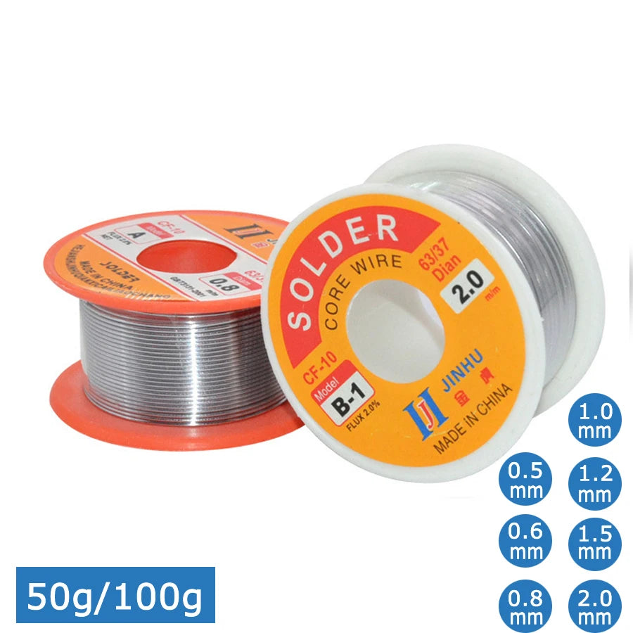 JINHU 50g/100g CF-10 Solder Wire Tin 0.5/0.6/0.8/1.0/1.2/1.5/2.0mm Roll Clean Rosin Welding Core Soldering Wire Flux Reel Tube