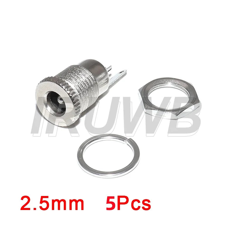 5PCS DC-099 Open Hole 11MM 5.5*2.1 5.5*2.5 DC099 5.5 mm x 2.1mm DC Power Jack Socket Female Panel Mount Connector Metal