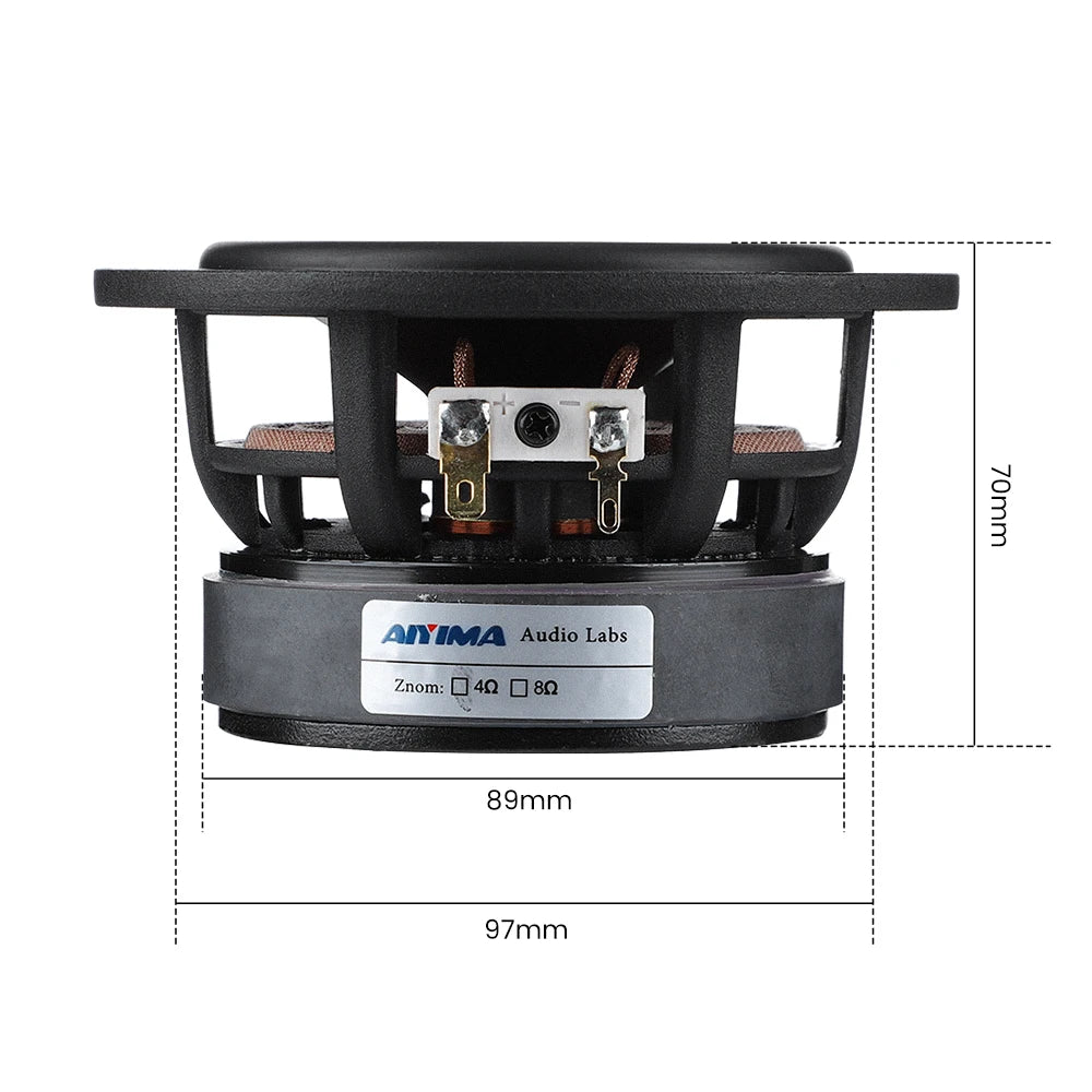 AIYIMA 1Pcs 4 Inch Midrange Woofer Speaker 50W 4 Ohm 8 Ohm Bullet Audio Speaker 25 Core Ceramic Basin Cast Aluminum Loudspeaker