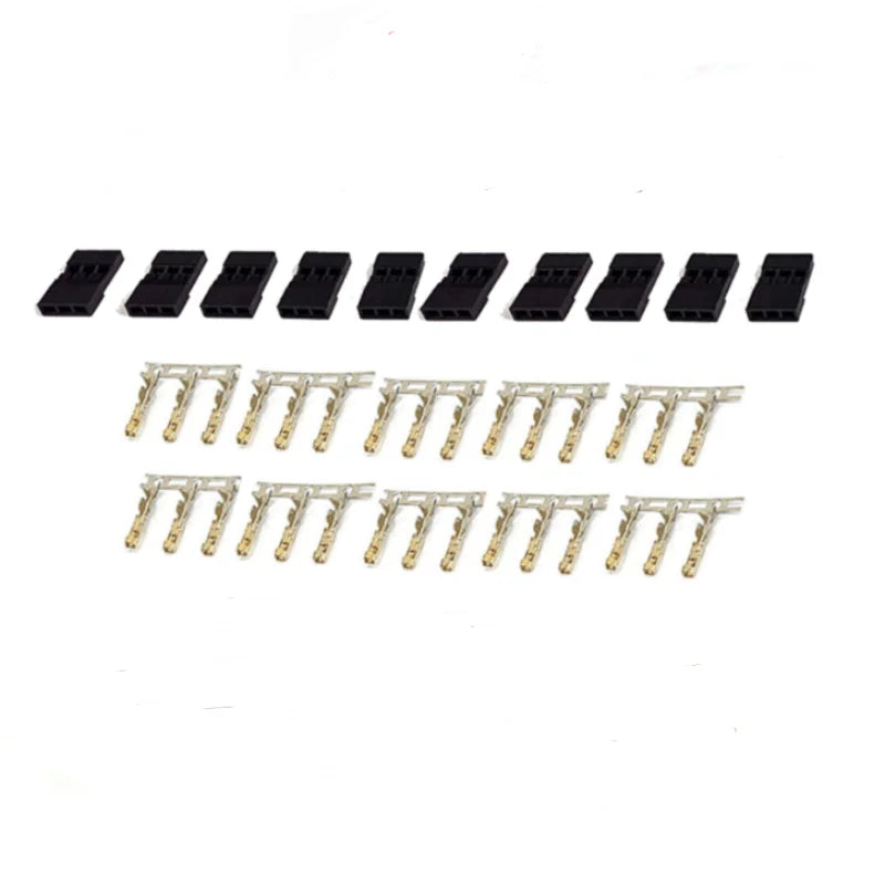 5/10 Pairs Jr Futaba Servo Receiver Connector Plug with Lock and Male Female Gold Plated Terminals Crimp Pin Kit for RC Battery