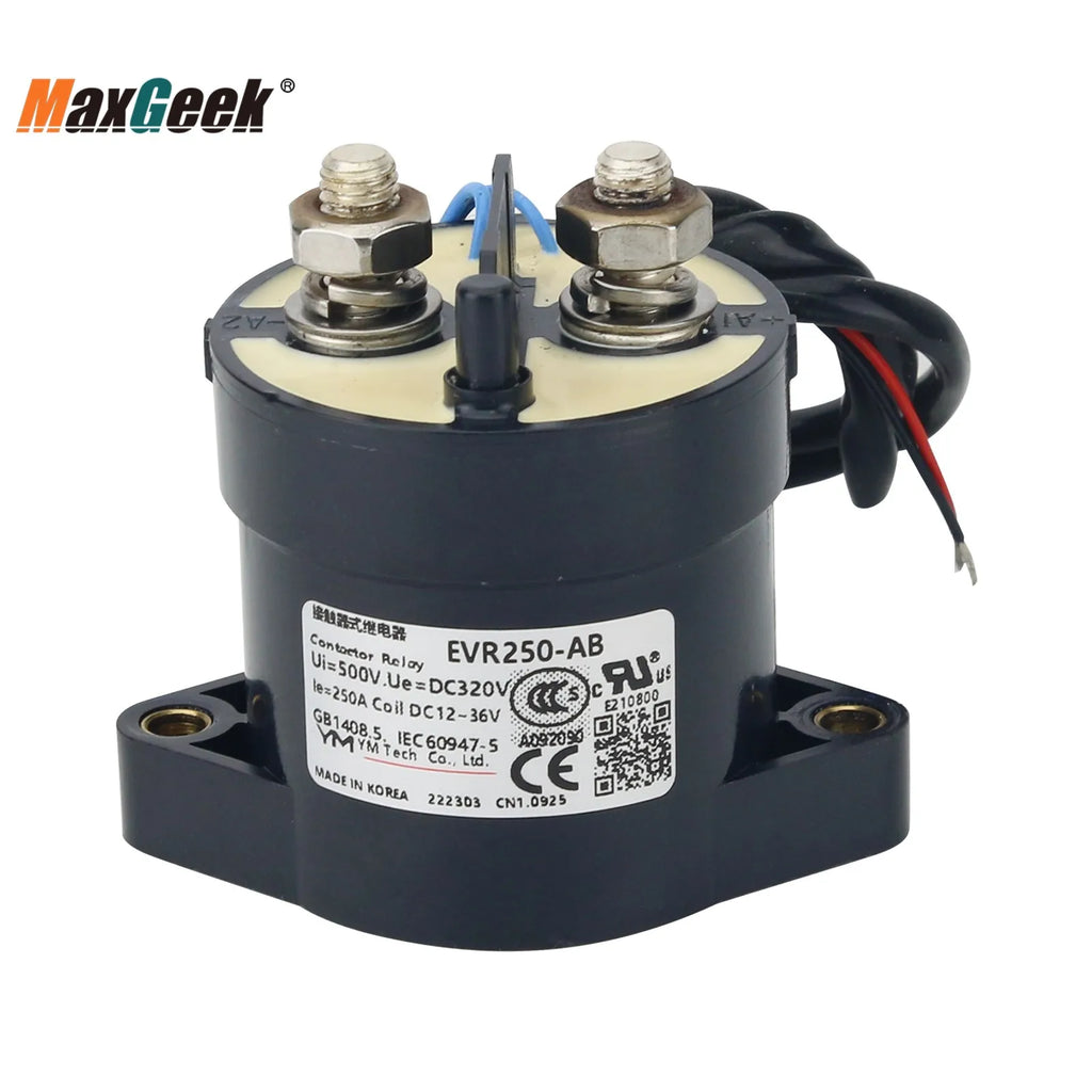 Maxgeek New Energy Resources EVR250-AB Coil 12-36VDC 320V/250A Electromagnetic Relay DC Relay Contactor for YM TECH