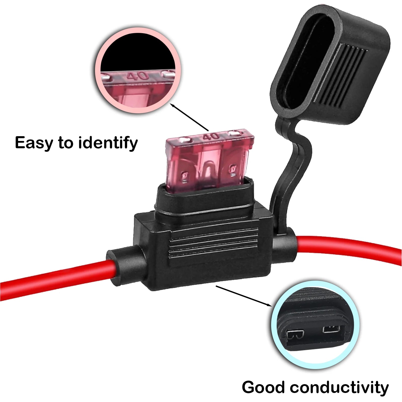 2PCS Inline Fuse Holder 10/12/14/16/18AWG Car Gauge Inline Fuse ATO/ATC Standard Blade Fuse 5A 10A 15A 20A 30A 40A Fuse Holders