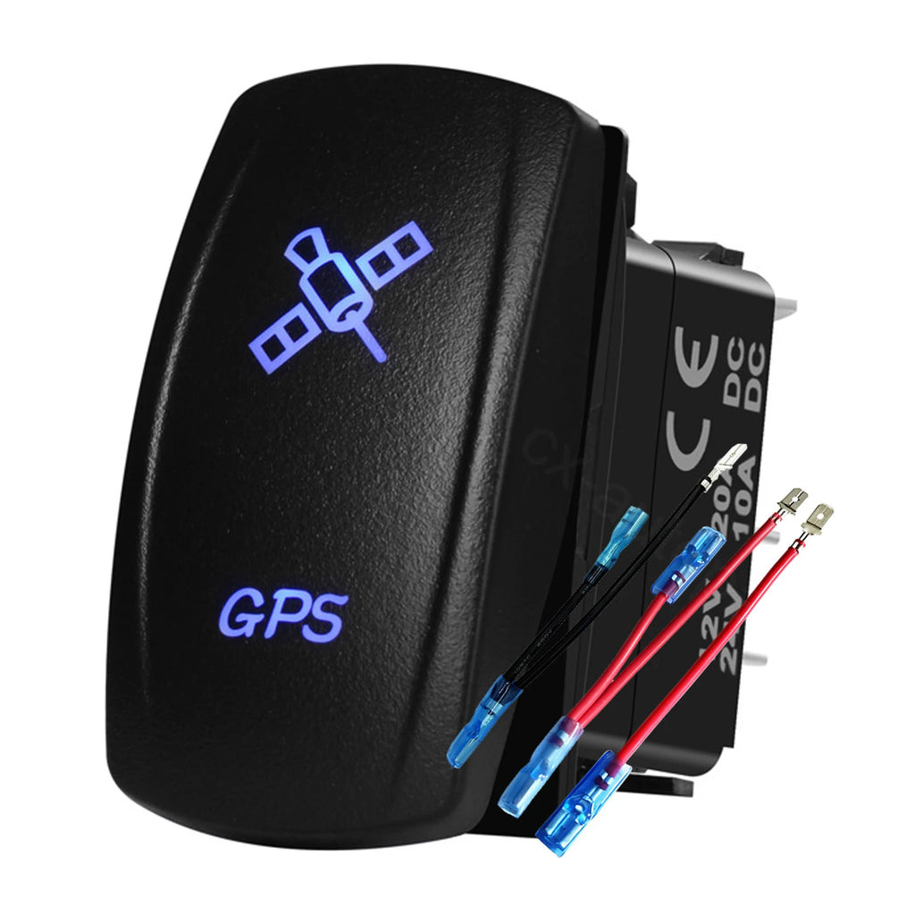 12V 24V Boat Trim Tabs Switch (ON)-OFF-(ON) Momentary Rocker Switch Waterproof Blue Light ON-OFF Toggle Switch With Harness