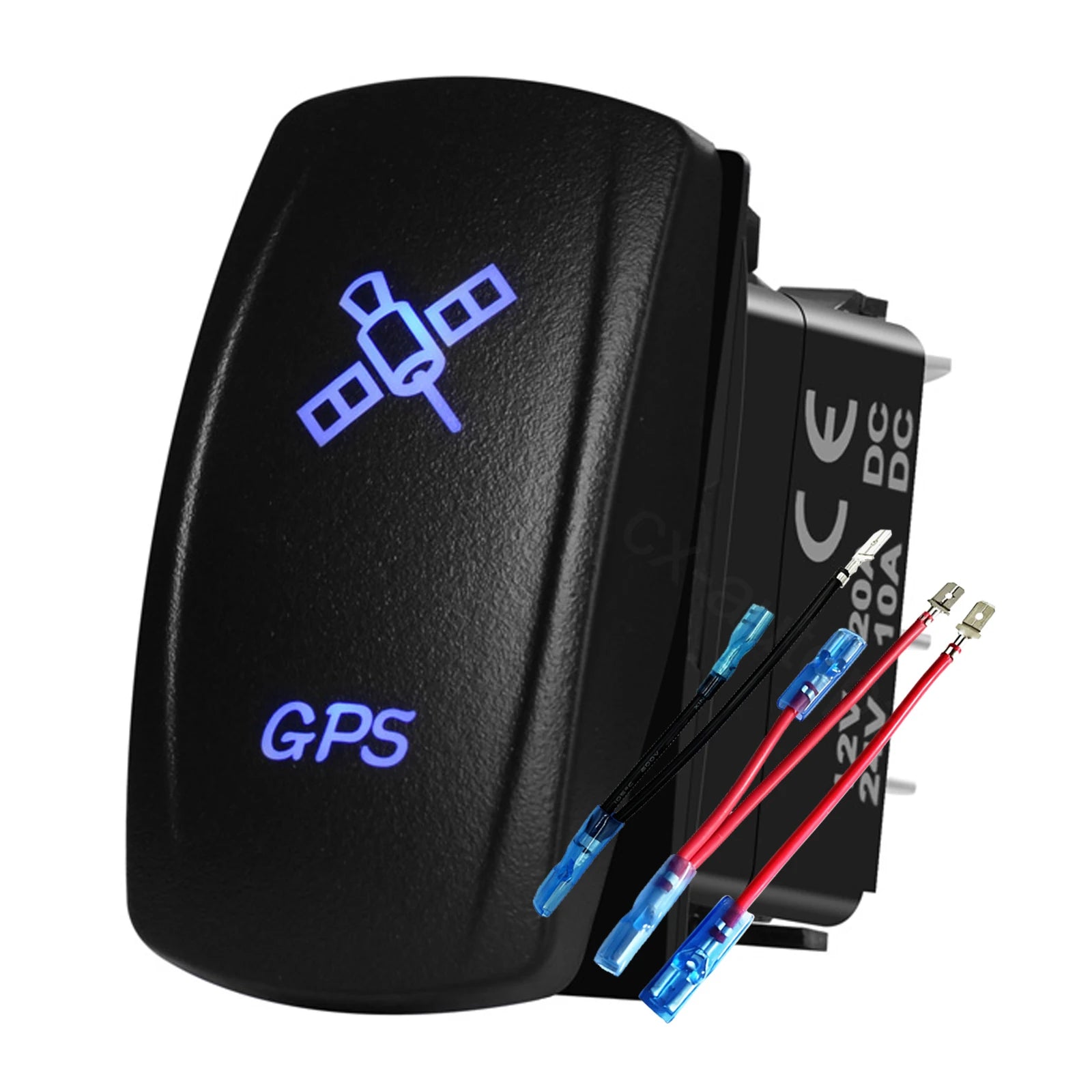 12V 24V Boat Trim Tabs Switch (ON)-OFF-(ON) Momentary Rocker Switch Waterproof Blue Light ON-OFF Toggle Switch With Harness