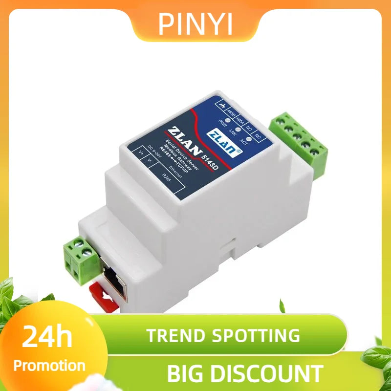 Promotion ZLAN5143D DIN Rail RS485 To Ethernet RJ45 Converter Server Device Modbus RTU TCP Gateway
