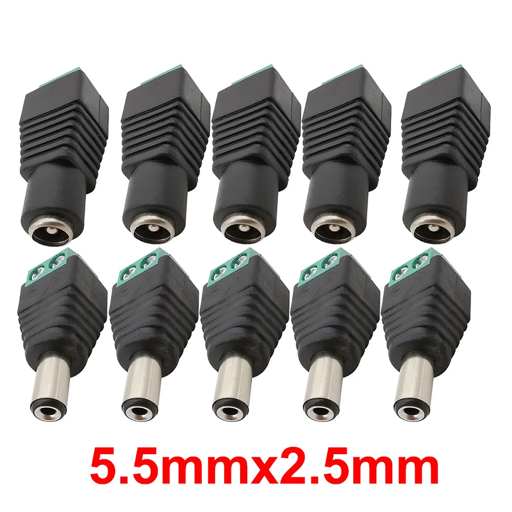 5/10Pcs 5.5 x 2.1mm 5.5 x 2.5mm DC Power Male Female Plug Jack Connector Adapter For 3528 5050 LED Strip Light Camera