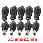 5/10Pcs 5.5 x 2.1mm 5.5 x 2.5mm DC Power Male Female Plug Jack Connector Adapter For 3528 5050 LED Strip Light Camera