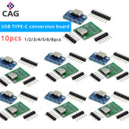 1-10PCS USB TYPE-C conversion board 2.54MM CC1 CC2 5.1K pull-down resistor connection
