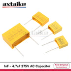 10PCS X2 MKP 275V AC Metalized Polypropylene Film Capacitor 0.01UF 0.022UF 0.1UF 0.22UF 0.33UF 0.47UF 0.68UF 1UF 2.2UF 104K 103K