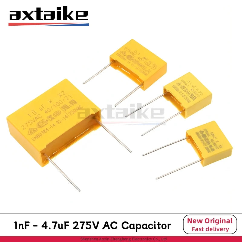 10PCS X2 MKP 275V AC Metalized Polypropylene Film Capacitor 0.01UF 0.022UF 0.1UF 0.22UF 0.33UF 0.47UF 0.68UF 1UF 2.2UF 104K 103K