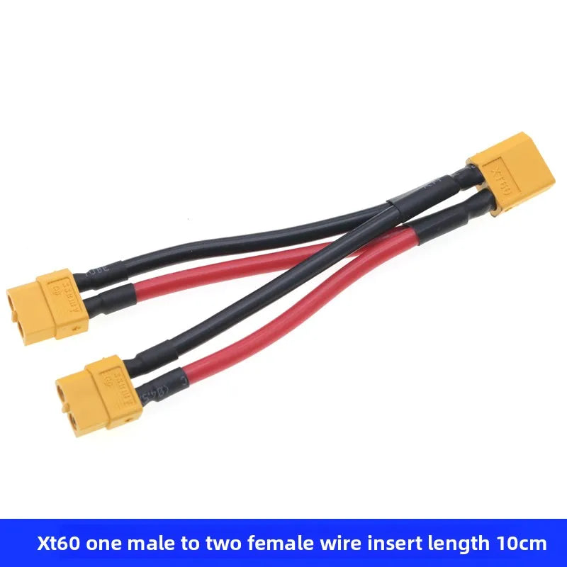 XT60 Parallel Battery Connector 3-Way 12AWG Silicone Wire Male/Female Dual Extension Y Splitter 100mm for Battery Charger Motor