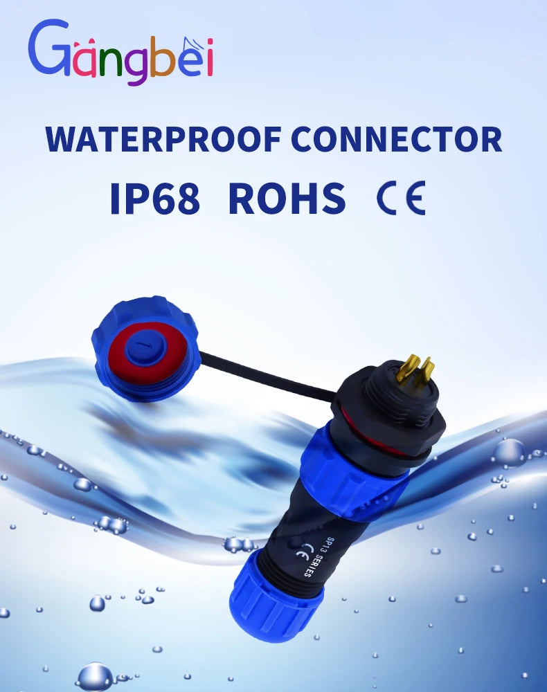 SP13 Waterproof Connector Male Plug & Female Socket Panel Mount Wire Cable Connector Aviation Plug IP68 2/3/4/5/6/7/9 Pin GBDQA
