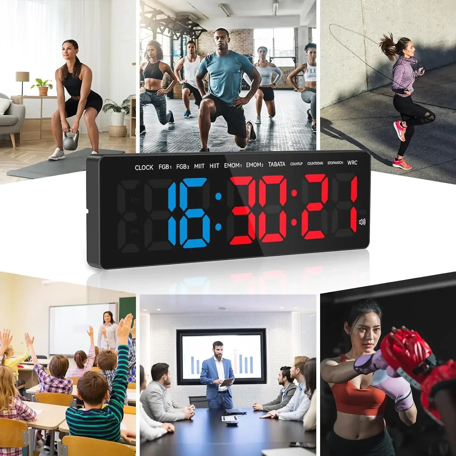 Gym Timer 3.5" Large LED Display Wall Clock Gym Interval Workout  Count Down & Up Stopwatch Digital Time Timers for Fitness Home