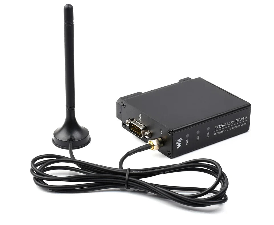 Waveshare Rail-mount SX1262 LoRa Data Transfer unit, RS232/RS485/RS422 To LoRa, Suitable For Sub-GHz Band Data Acquisition