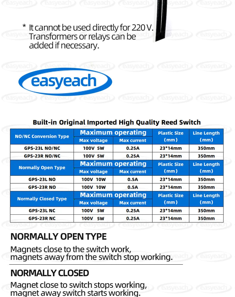 5PCS GPS-23 Reed Magnetic Control Switch Replace PS-3150 Normally Open/Closed23*14MM Proximity Induction sensor NO/NC switching