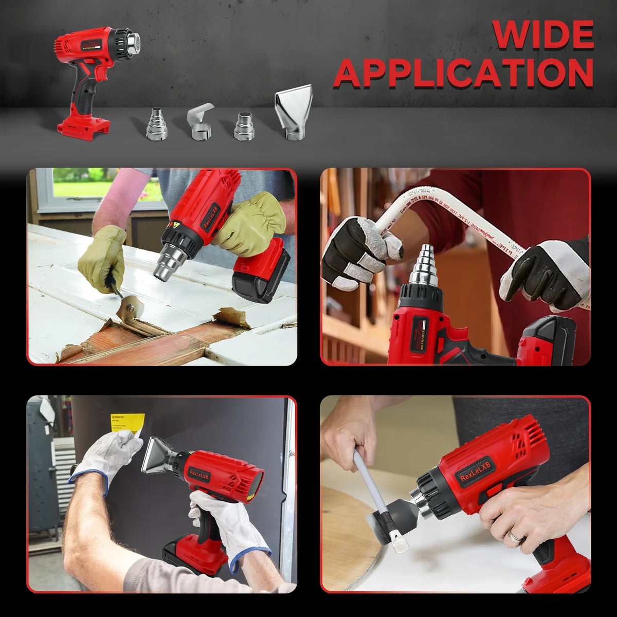 400W 550℃ Cordless Heat Gun for Milwaukee 18V Battery with LCD Digital Display Hot Air Gun for Shrink Tubing (No Battery)