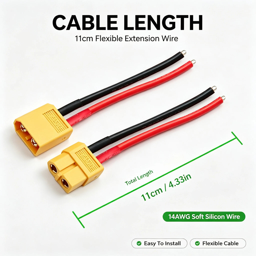 XT60 Male Female Connector Plug with 14 AWG Soft Silicon Wire 100mm Extension Cord for RC Lipo Battery FPV Drone Expand 4-6pair