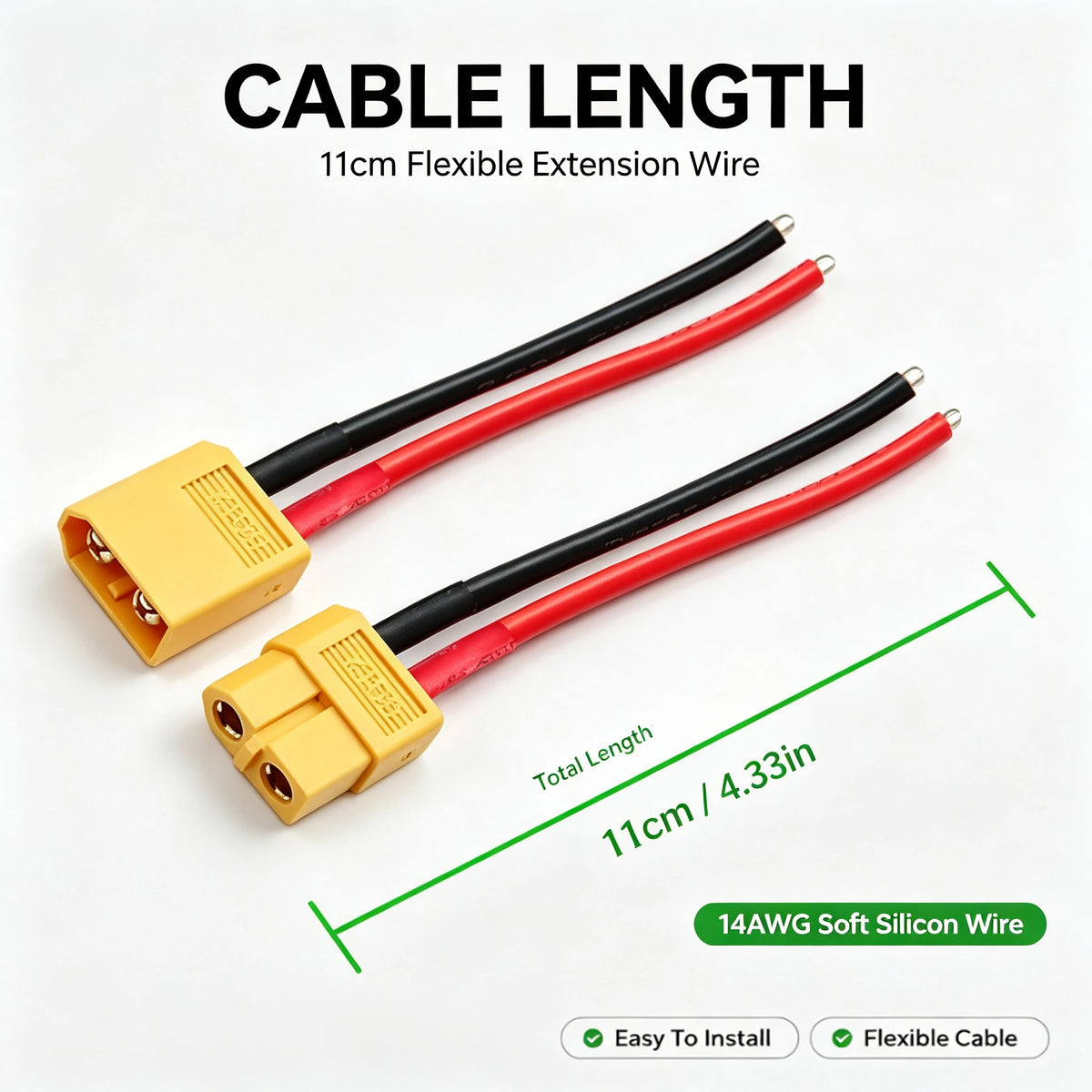 XT60 Male Female Connector Plug with 14 AWG Soft Silicon Wire 100mm Extension Cord for RC Lipo Battery FPV Drone Expand 4-6pair