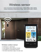 Wireless Table Weather Station Color LCD Digital Temperature Humidity Monitor Moon Phase Barometer Forecast Sensor Alarm Clock