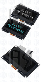 GREAT IT  2.42" 2.42 inch LCD Screen White BLUE 128x64 OLED Display Module IIC I2C SPI Serial for C51 SPD0301