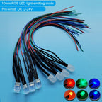 DC12-24V 10mm LED beads Red Green Blue Purple Yellow Pink white UV Round Pre-Wired Water Clear LED With Plastic Holder 10PCS/lot