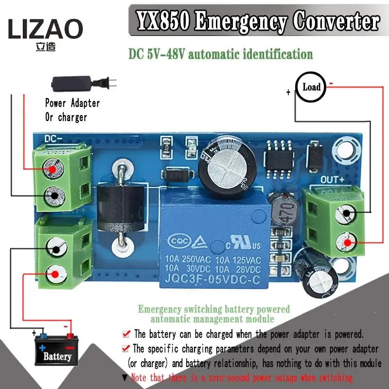 YX850 Power failure automatic switching standby battery lithium battery module 5V-48V universal emergency converter JY-850