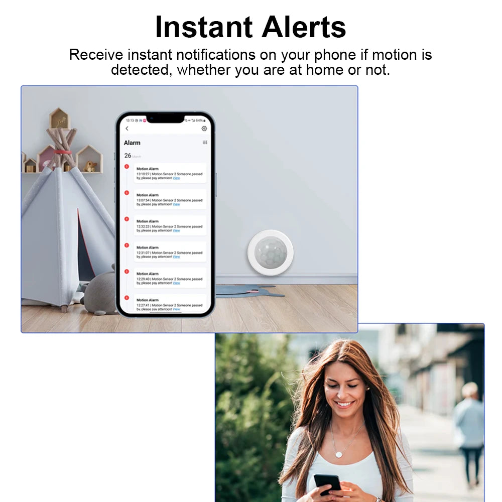 Zigbee 3.0 Human Motion Sensor PIR Infrared Detector Smart Home Security Alarm Ewelink App Control Via Zigbee Bridge Zigbee2mqtt