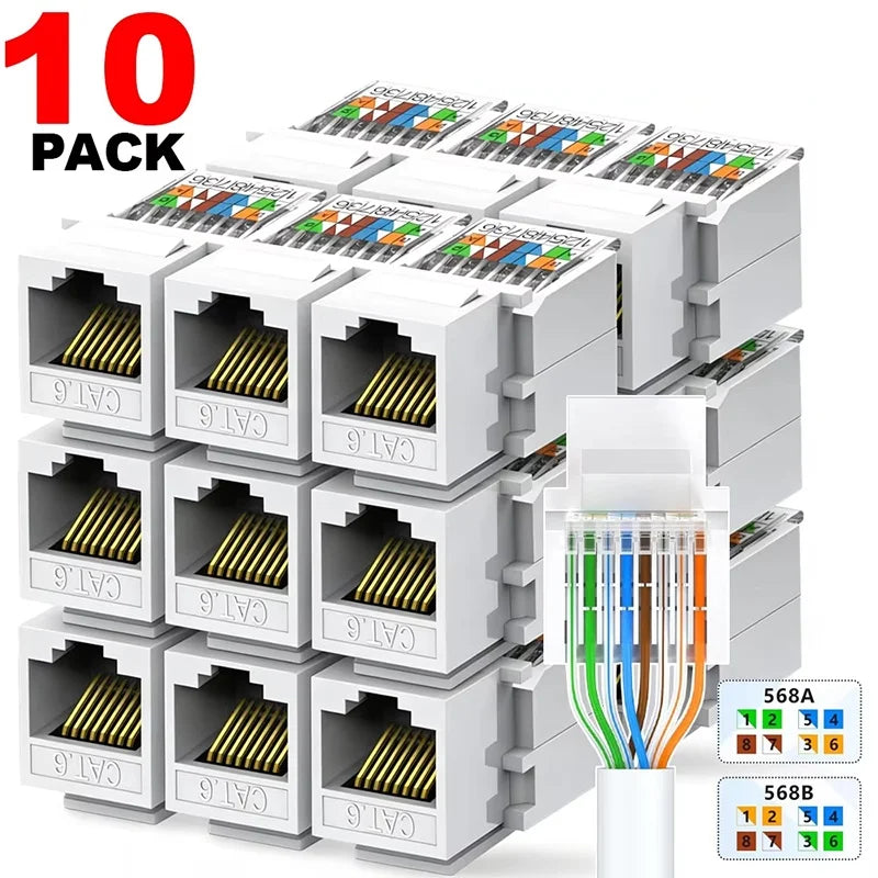 Cat6 Keystone Ethernet RJ45 Network Module Female Jack Network Punch Down Connector Wall Adapter Coupler CAT6 Cable Patch Panel