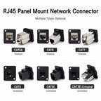D Type RJ45 CAT5E CAT6 CAT6A CAT7 Panel Mount Feed Through Connector Shielded Ethernet Socket for Rack Cabinet Wall Plate 8P8C