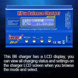 IMAX B6 80W B6 Charger Balance Charger Digital LCD Screen Lion LiFe Nimh Nicd PB Lipo Battery Discharger AC Power 12V 5A Adapter