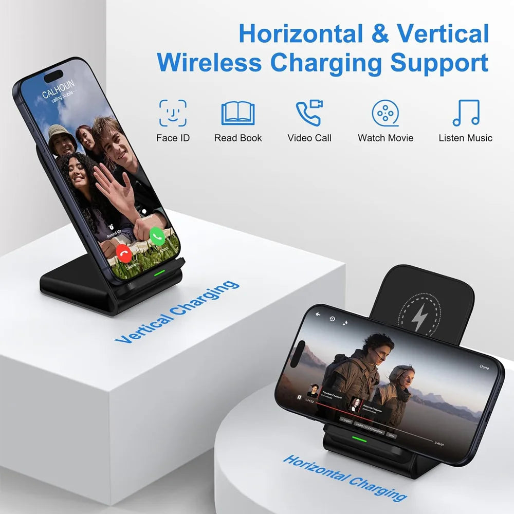 30W Fast Wireless Charger Stand Pad for iPhone 17-11/XR, Samsung Galaxy S25/S26/S21/S20, Xiaomi, Huawei & All Qi-enabled Phones