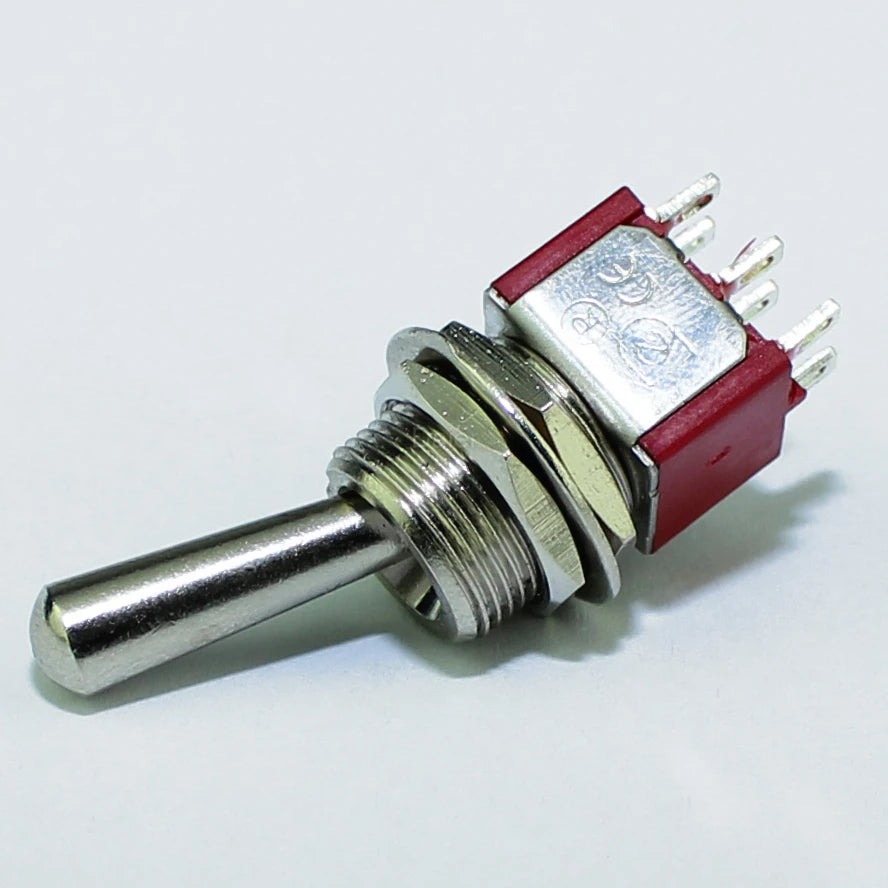 5PCS Large Long Handle Mini Toggle Switch 3 Position DPDT Latching Momentary Switch 12MM ON-OFF-ON DPDT MTS-203 6A 125VAC