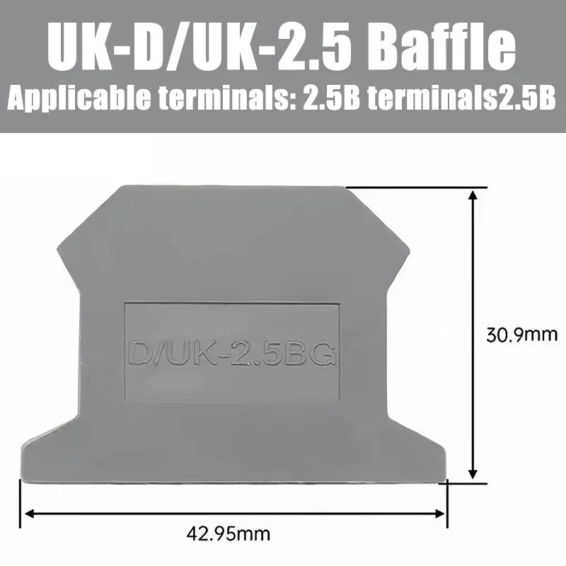 UK2.5B DIN Rail Terminal Block, 2.5mm² Screw Connection Wire Connector for Electrical Panel Wiring 20/50/100PCS